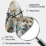 Golden Blue Silky Flower Design II - Asymmetric Metal Wall Clock