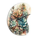 Green Red Cactus Scenery II - Asymmetric Metal Wall Clock