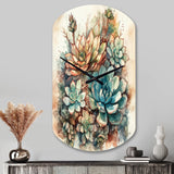 Green Red Cactus Scenery II - Asymmetric Metal Wall Clock