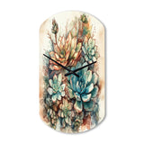 Green Red Cactus Scenery II - Asymmetric Metal Wall Clock