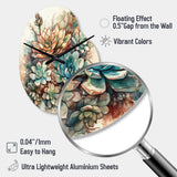 Green Red Cactus Scenery II - Asymmetric Metal Wall Clock