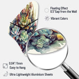 Green Red Cactus Scenery III - Asymmetric Metal Wall Clock