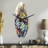 Green Red Cactus Scenery III - Asymmetric Metal Wall Clock