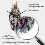 Green Red Cactus Scenery III - Asymmetric Metal Wall Clock