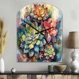 Green Red Cactus Scenery IV - Asymmetric Metal Wall Clock