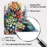 Green Red Cactus Scenery IV - Asymmetric Metal Wall Clock