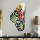 Green Red Cactus Scenery IV - Asymmetric Metal Wall Clock