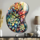 Green Red Cactus Scenery IV - Asymmetric Metal Wall Clock