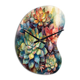 Green Red Cactus Scenery IV - Asymmetric Metal Wall Clock