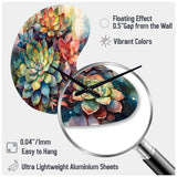 Green Red Cactus Scenery IV - Asymmetric Metal Wall Clock