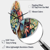 Green Red Cactus Scenery IV - Asymmetric Metal Wall Clock