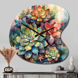 Green Red Cactus Scenery IV - Asymmetric Metal Wall Clock