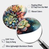 Green Red Cactus Scenery IV - Asymmetric Metal Wall Clock