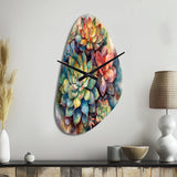 Green Red Cactus Scenery IV - Asymmetric Metal Wall Clock