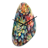 Green Red Cactus Scenery IV - Asymmetric Metal Wall Clock