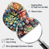 Green Red Cactus Scenery IV - Asymmetric Metal Wall Clock