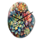 Green Red Cactus Scenery IV - Asymmetric Metal Wall Clock