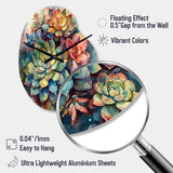 Green Red Cactus Scenery IV - Asymmetric Metal Wall Clock