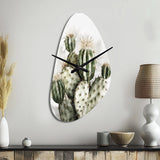 Green Desert Flower Cactus - Asymmetric Metal Wall Clock