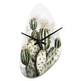 Green Desert Flower Cactus - Asymmetric Metal Wall Clock