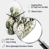 Green Desert Flower Cactus - Asymmetric Metal Wall Clock
