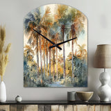 Green Palm Tree Paradise III - Asymmetric Metal Wall Clock