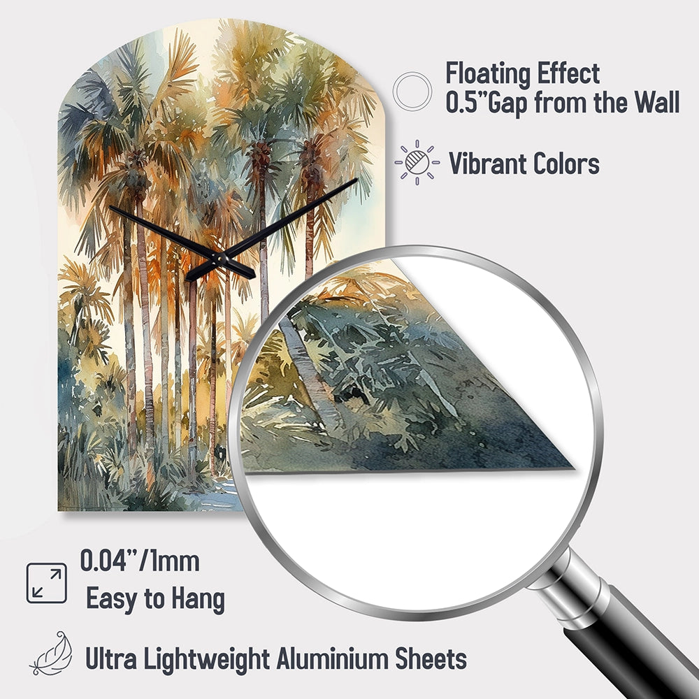 Green Palm Tree Paradise III - Asymmetric Metal Wall Clock