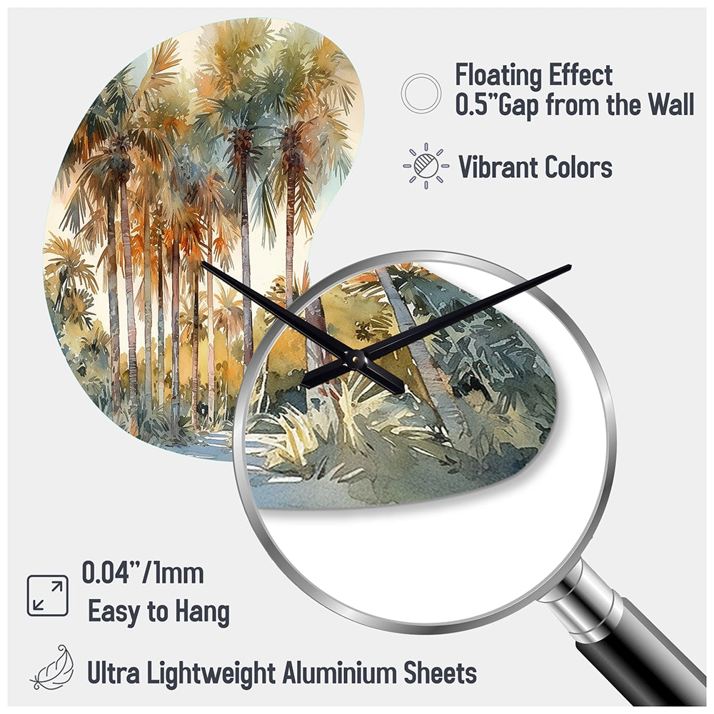 Green Palm Tree Paradise III - Asymmetric Metal Wall Clock
