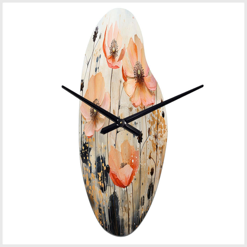 Peach Blossoming Abstractions I - Asymmetric Metal Wall Clock