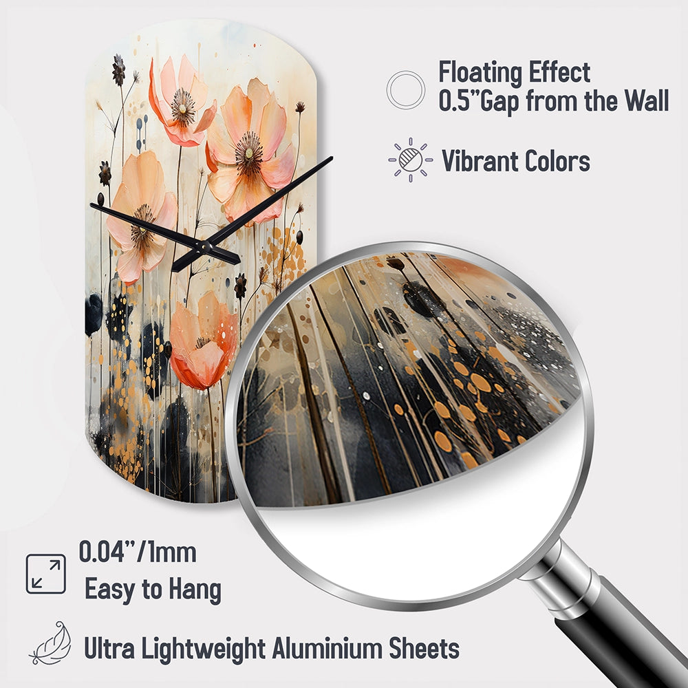 Peach Blossoming Abstractions I - Asymmetric Metal Wall Clock