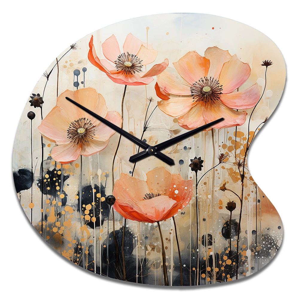 Peach Blossoming Abstractions I - Asymmetric Metal Wall Clock