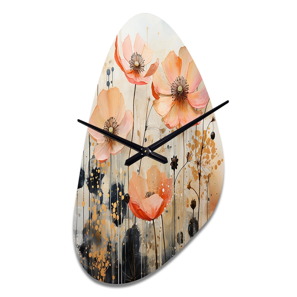Peach Blossoming Abstractions I - Asymmetric Metal Wall Clock