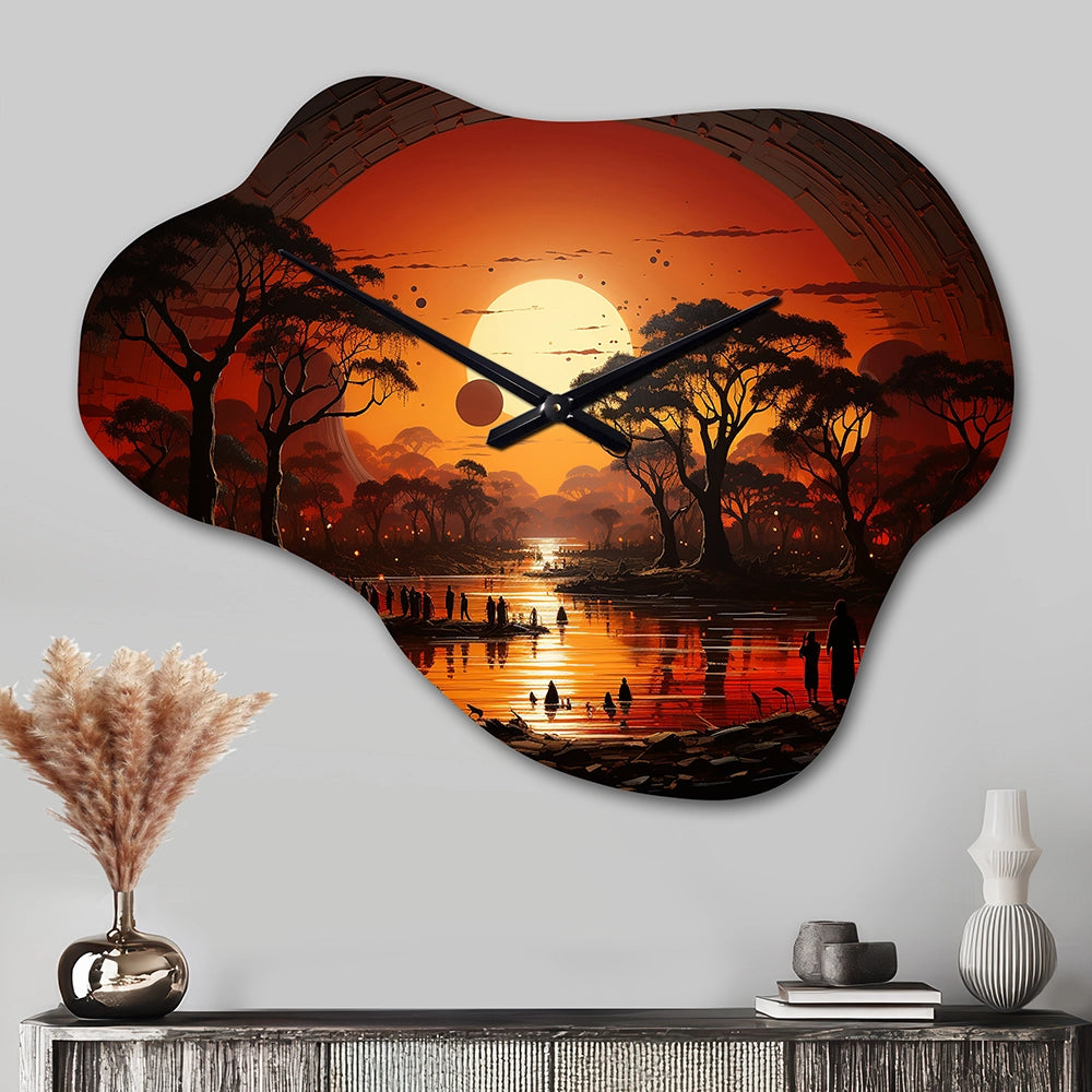 African Tribal Eternity I - Asymmetric Metal Wall Clock