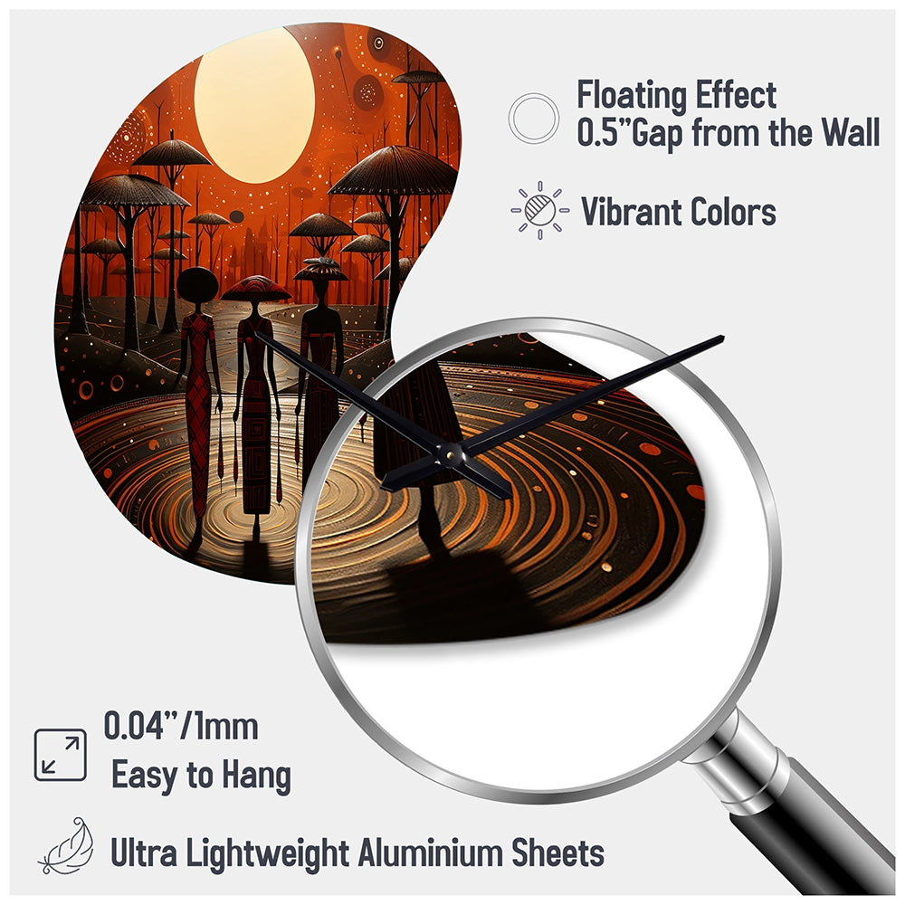 African Tribes Ancient Traditions VI - Asymmetric Metal Wall Clock