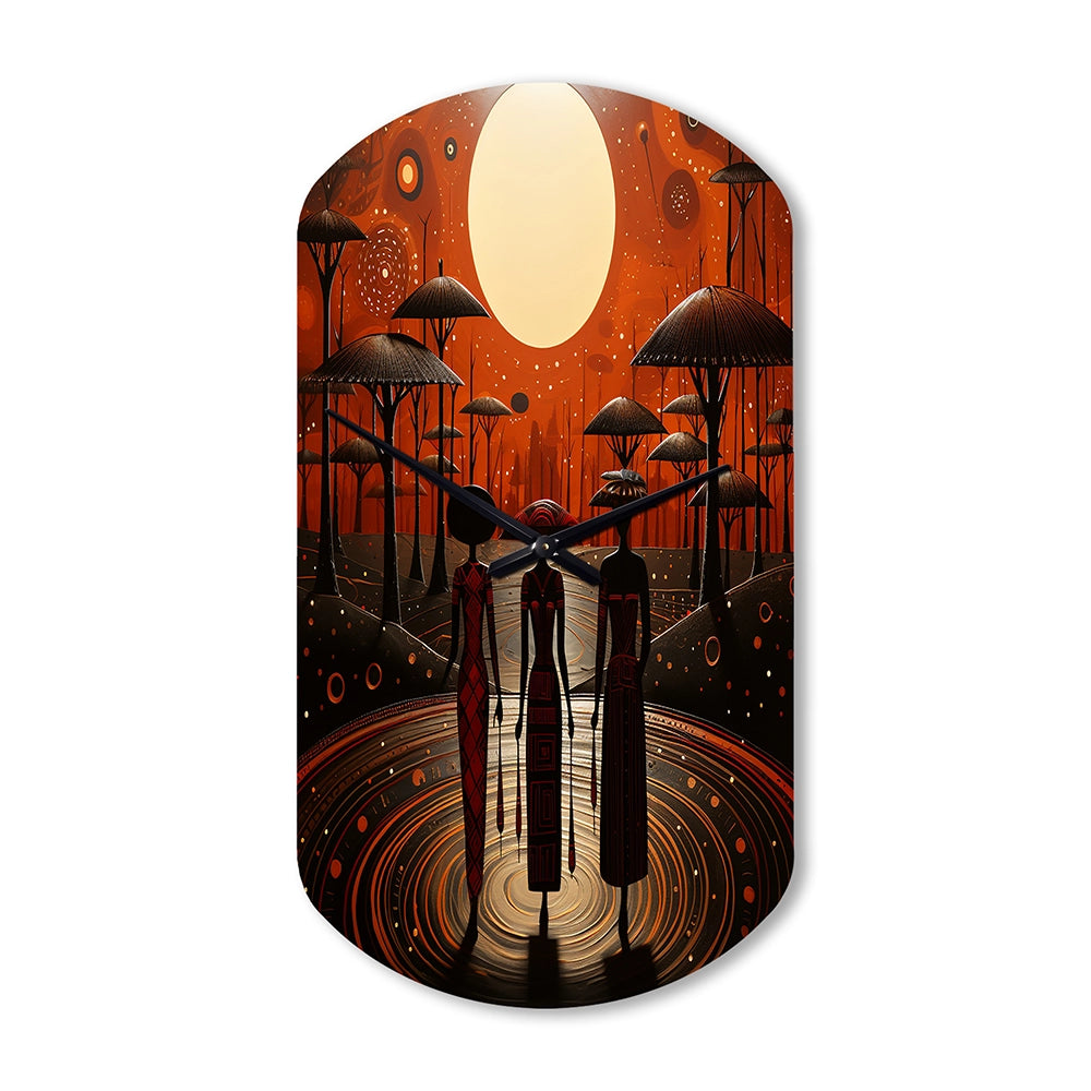 African Tribes Ancient Traditions VI - Asymmetric Metal Wall Clock