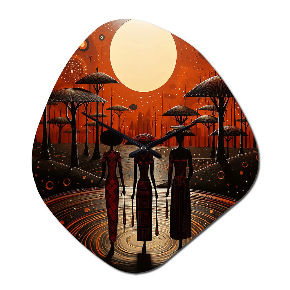 African Tribes Ancient Traditions VI - Asymmetric Metal Wall Clock