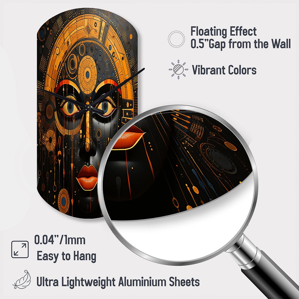 African Tribes Sacred Patterns V - Asymmetric Metal Wall Clock