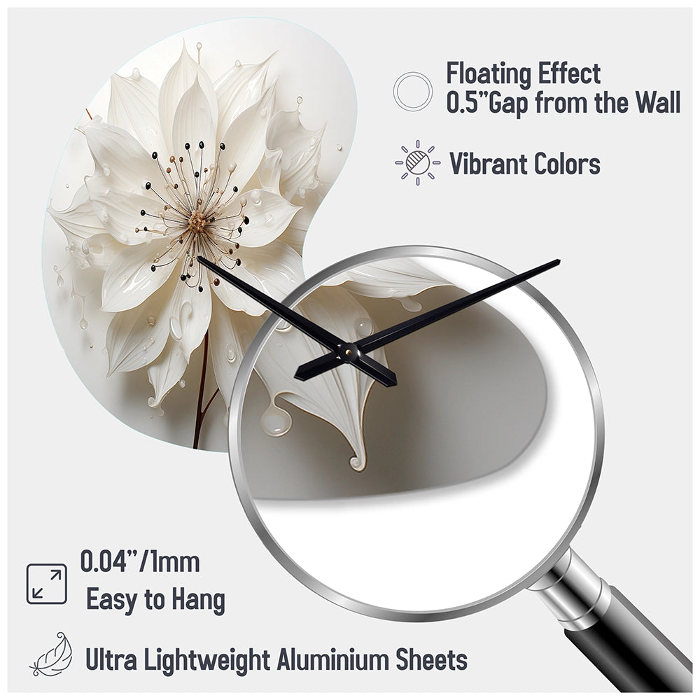 Blossoming Beauty In Minimalism Beauty I - Asymmetric Metal Wall Clock