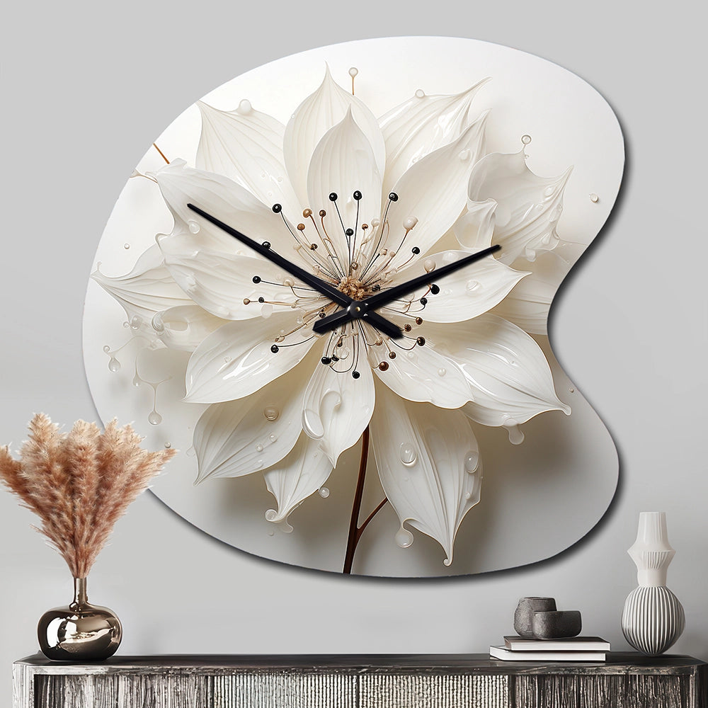 Blossoming Beauty In Minimalism Beauty I - Asymmetric Metal Wall Clock