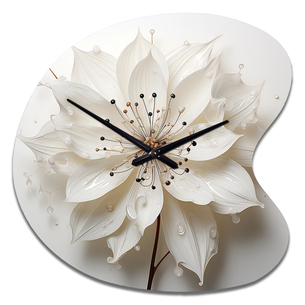 Blossoming Beauty In Minimalism Beauty I - Asymmetric Metal Wall Clock