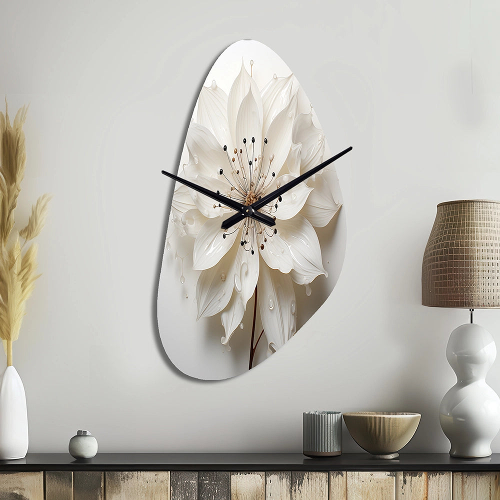 Blossoming Beauty In Minimalism Beauty I - Asymmetric Metal Wall Clock