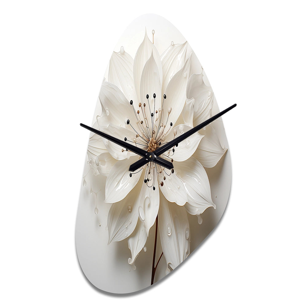 Blossoming Beauty In Minimalism Beauty I - Asymmetric Metal Wall Clock