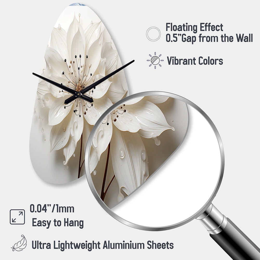 Blossoming Beauty In Minimalism Beauty I - Asymmetric Metal Wall Clock