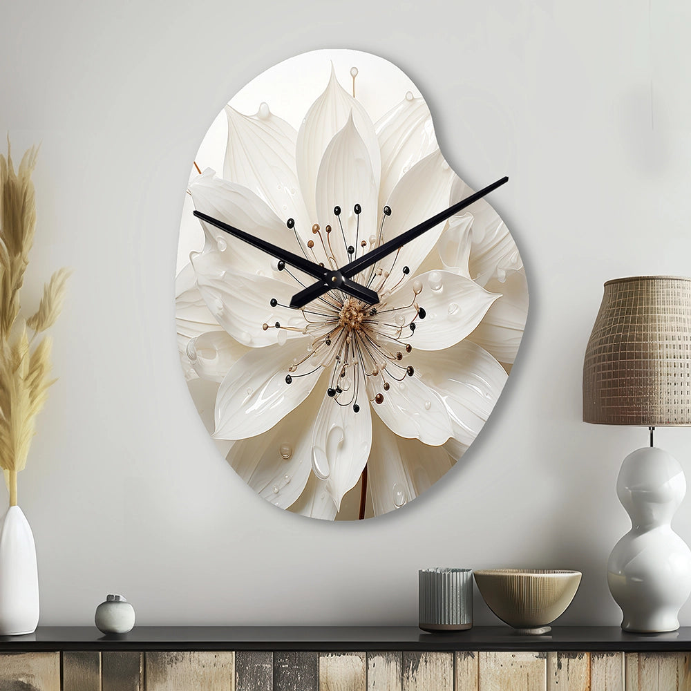 Blossoming Beauty In Minimalism Beauty I - Asymmetric Metal Wall Clock