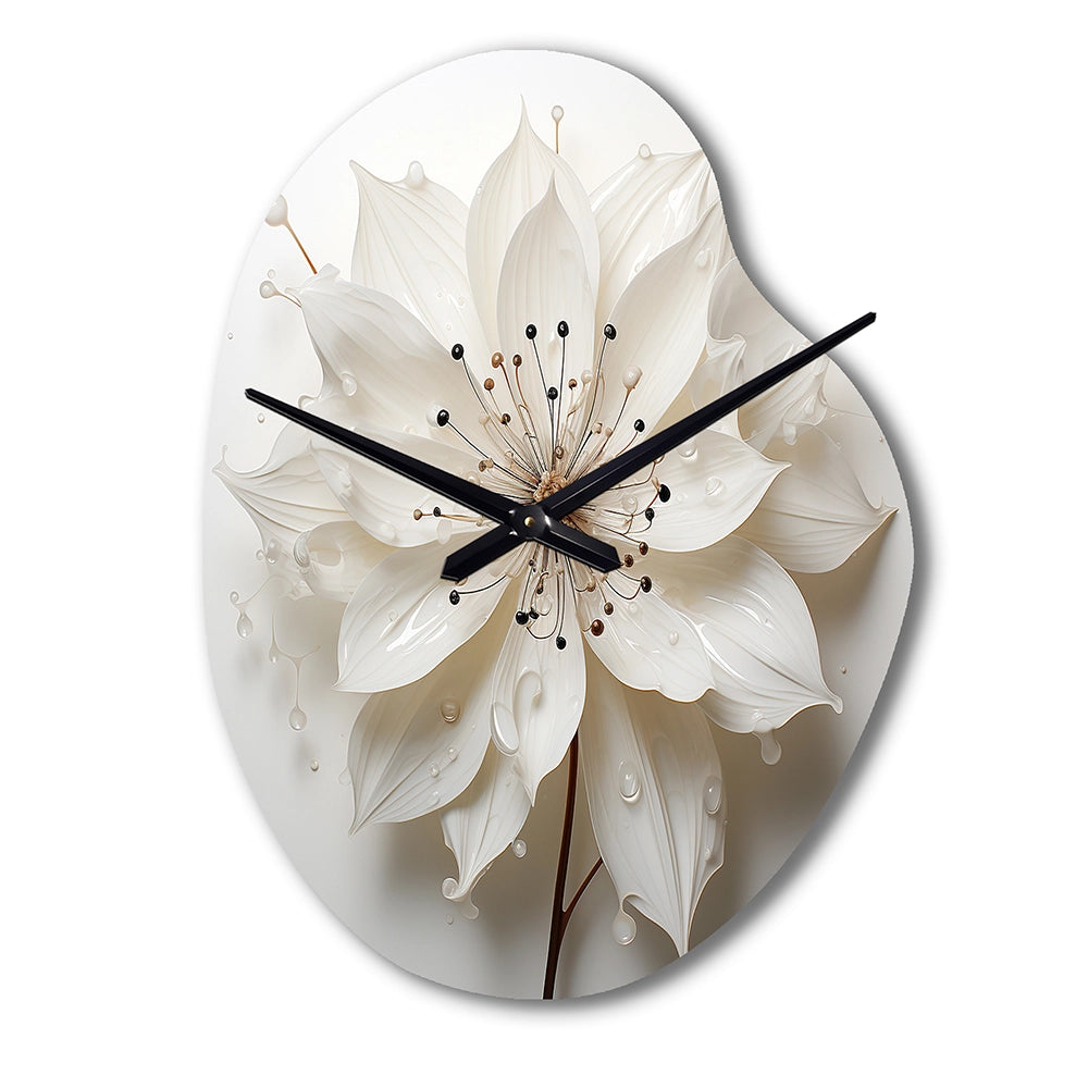 Blossoming Beauty In Minimalism Beauty I - Asymmetric Metal Wall Clock