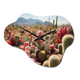 Green Pink Cactus Field II - Asymmetric Metal Wall Clock