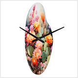 Peach Green Cactus Representation Multicolored Acrylic V - Asymmetric Metal Wall Clock