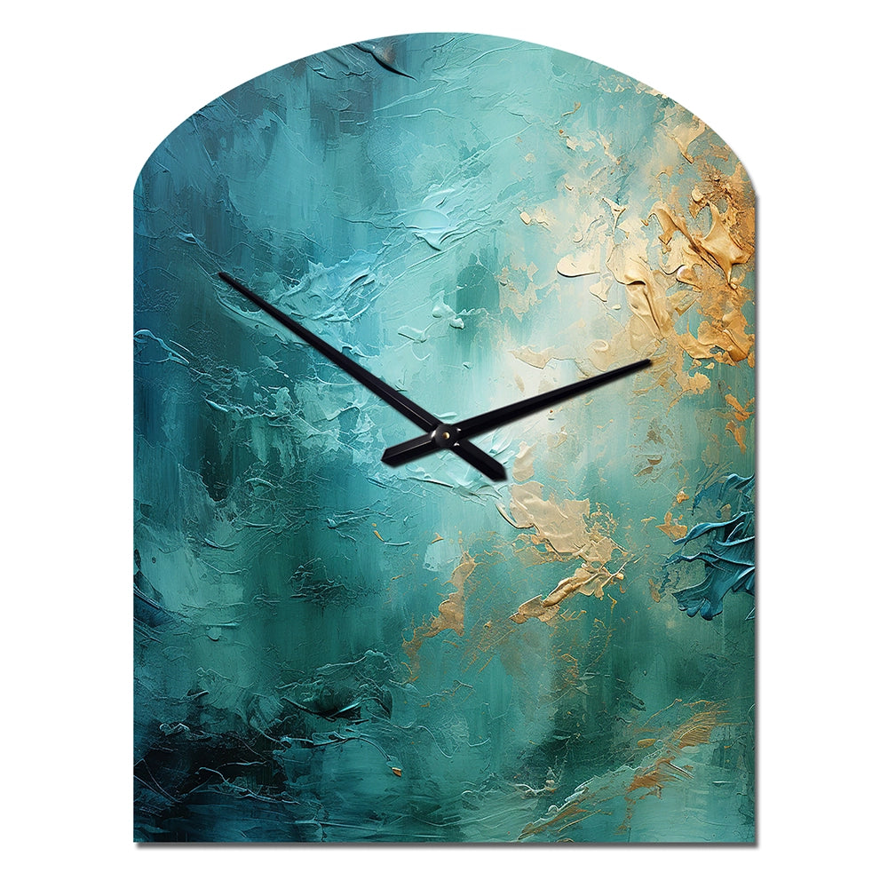 Teal Oasis III - Asymmetric Metal Wall Clock