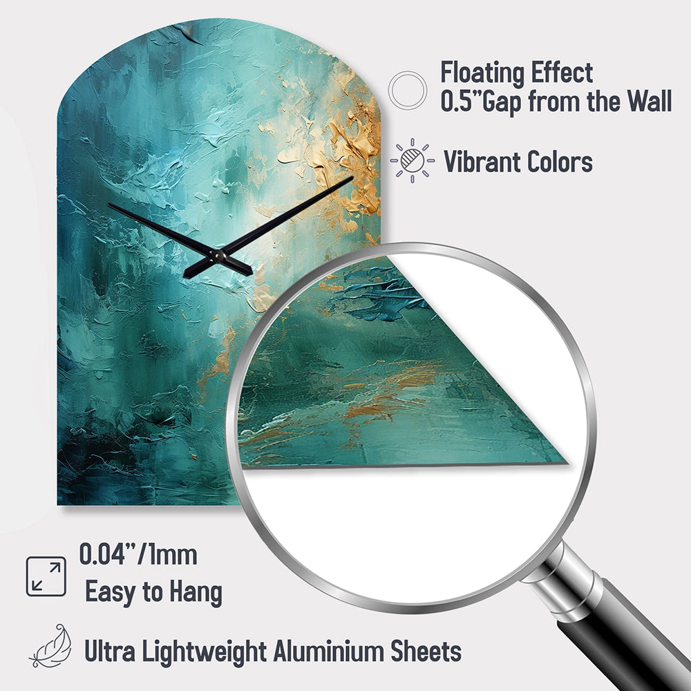 Teal Oasis III - Asymmetric Metal Wall Clock