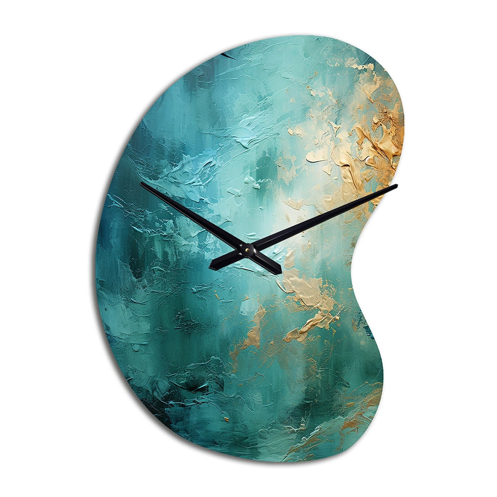 Teal Oasis III - Asymmetric Metal Wall Clock